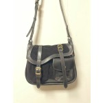 Thickened oil-waxed vegetable-tanned leather women's shoulder bag